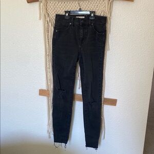 Madewell skinny jeans distressed black 26 9” high rise skinny